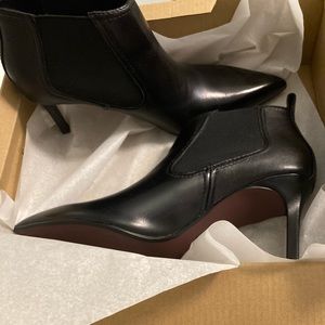 NWT Zara black leather ankle booties pointed toe